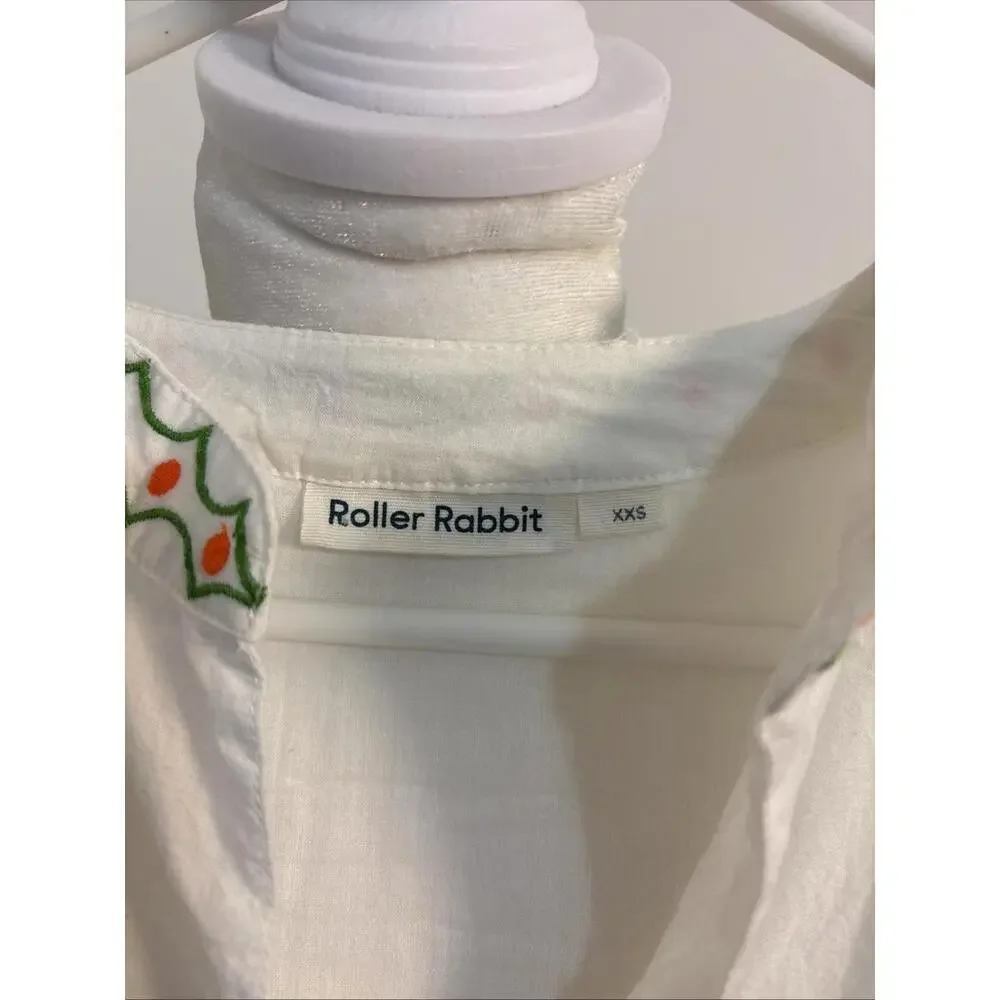 NWT Roller Rabbit‎ Embroidered Valonia Dress with Pineapples, XXS